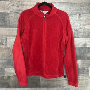Red Columbia Zip Up Sweater
